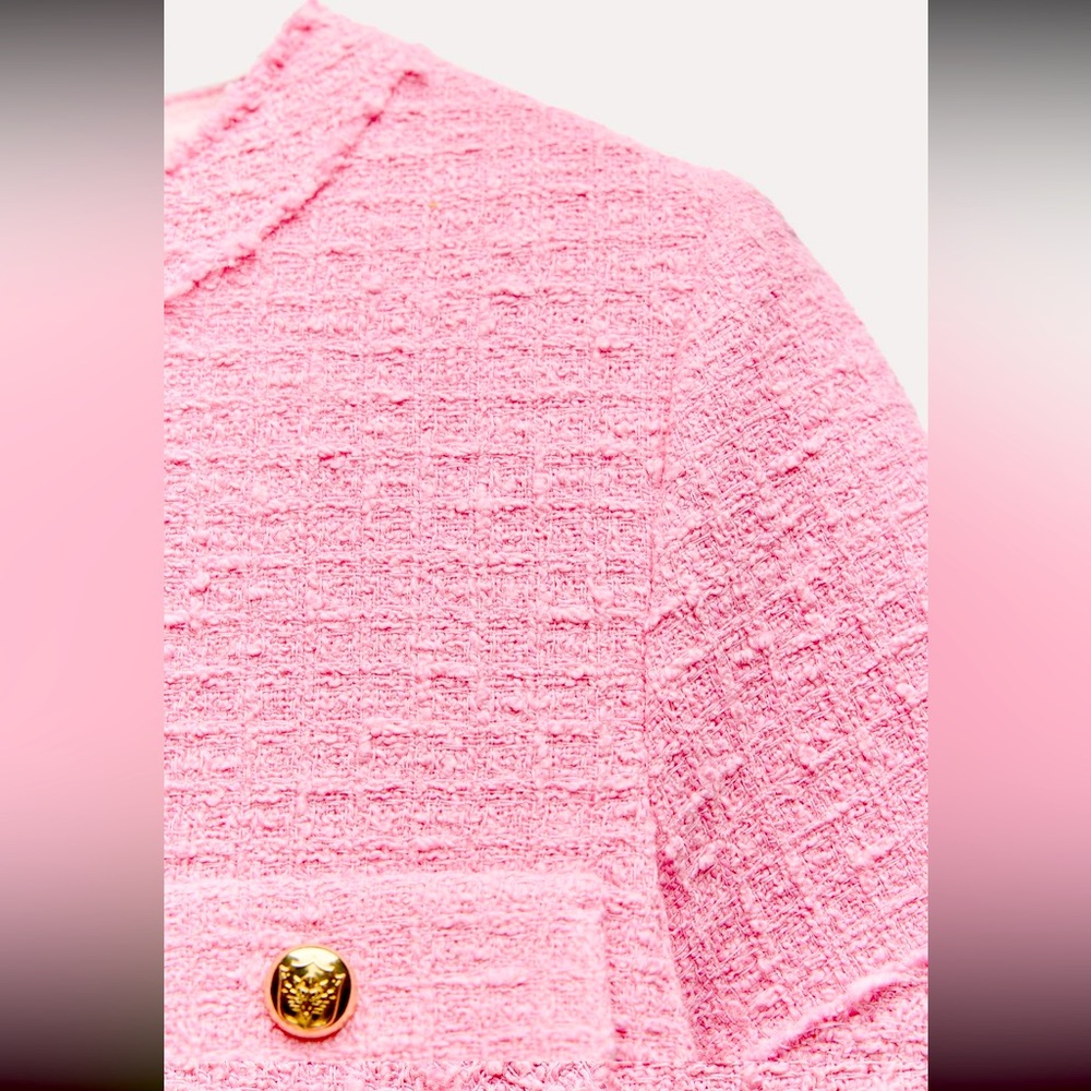 Zara SHORT STRUCTURED DRESS ZW COLLECTION ,pink , textured, - Picture 11 of 15